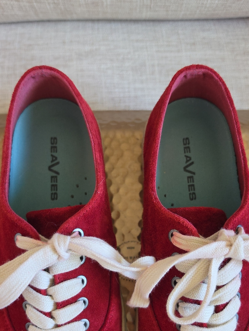 SeaVees Women's Legend Suede Sneakers, Deep Red, 9. - Picture 2 of 9